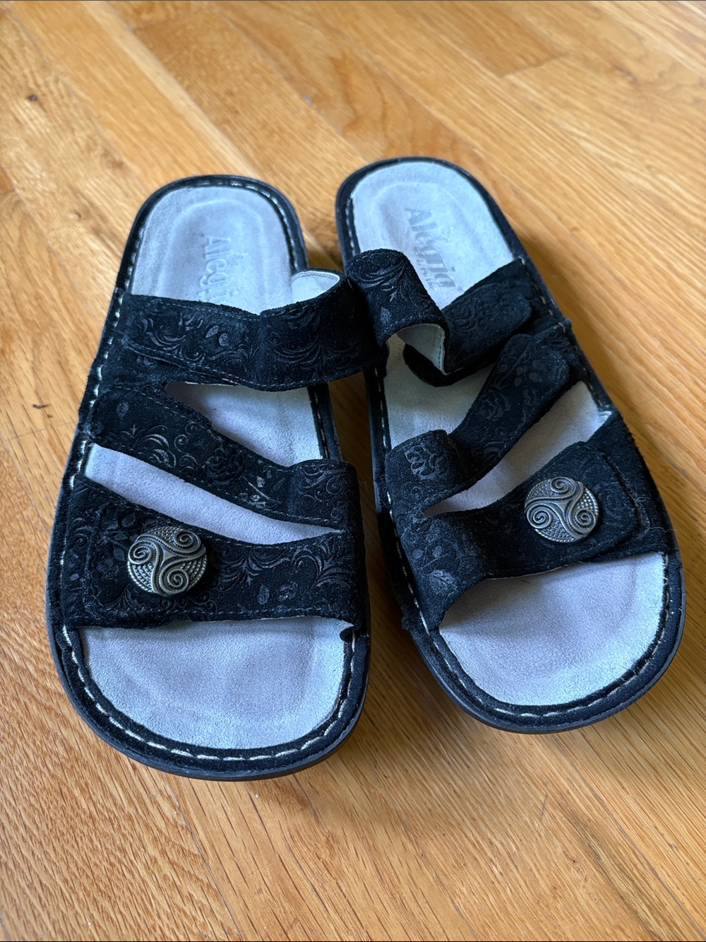 Alegria Black Adjustable Slide Sandals 38 8